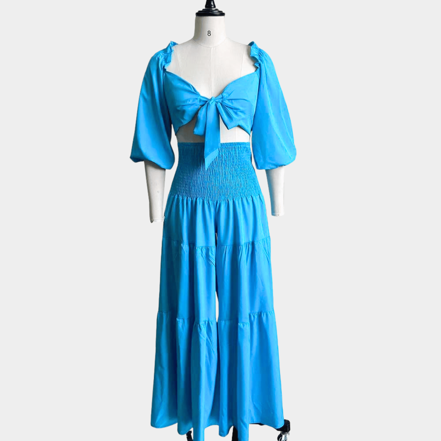 Flowing Wide-Leg Pants and Tie-Front Top