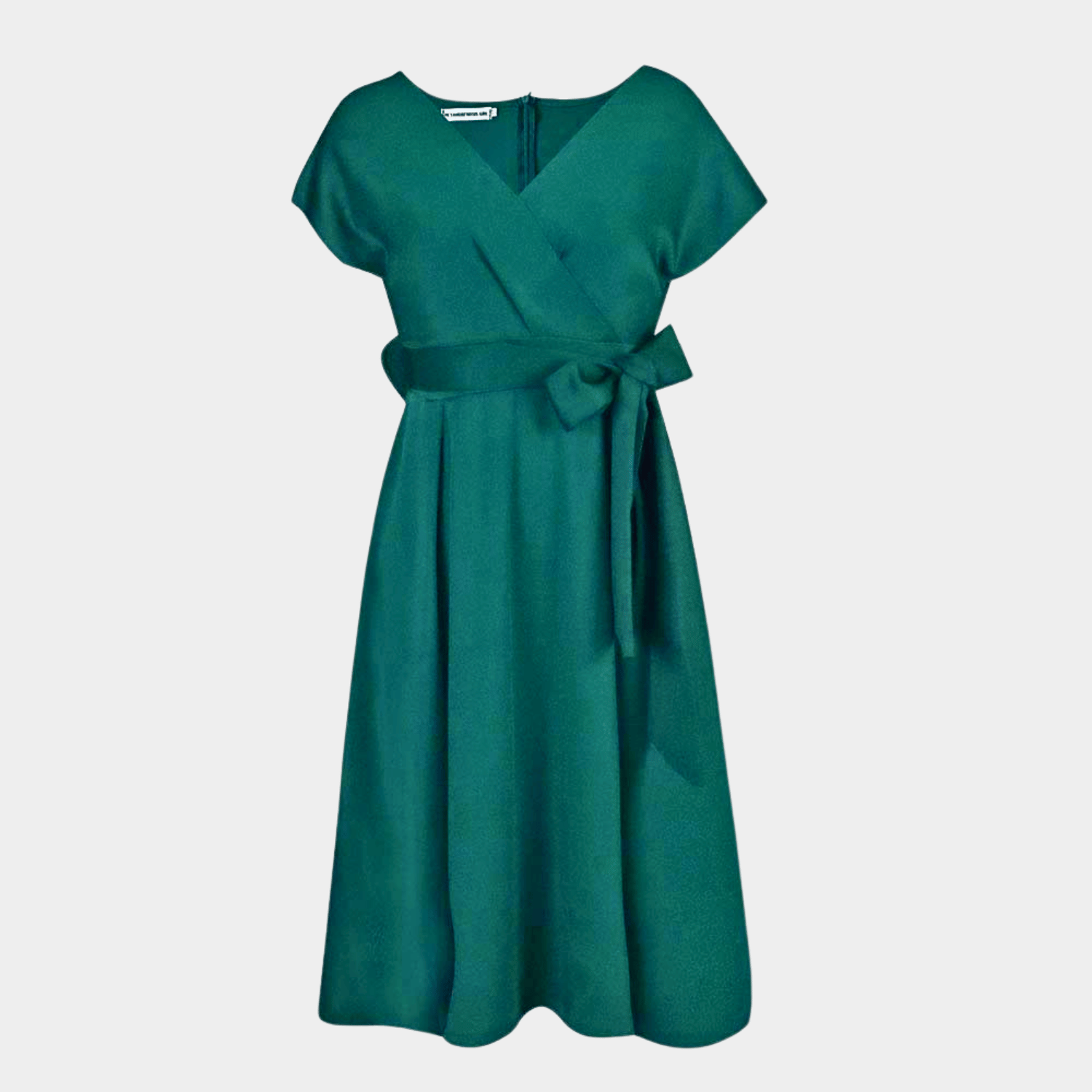 Wrap Style Midi Dress with Waist Tie and V Neck