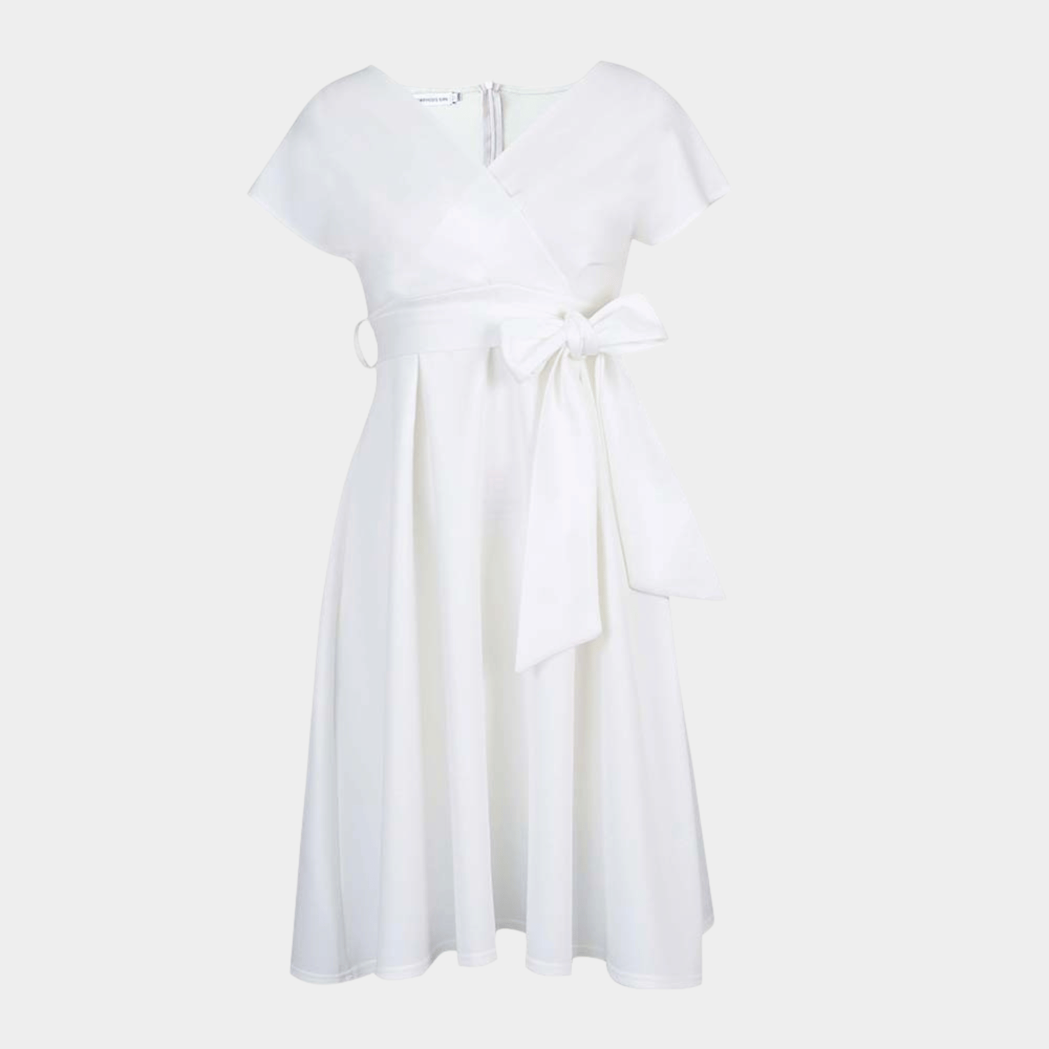 Wrap Style Midi Dress with Waist Tie and V Neck