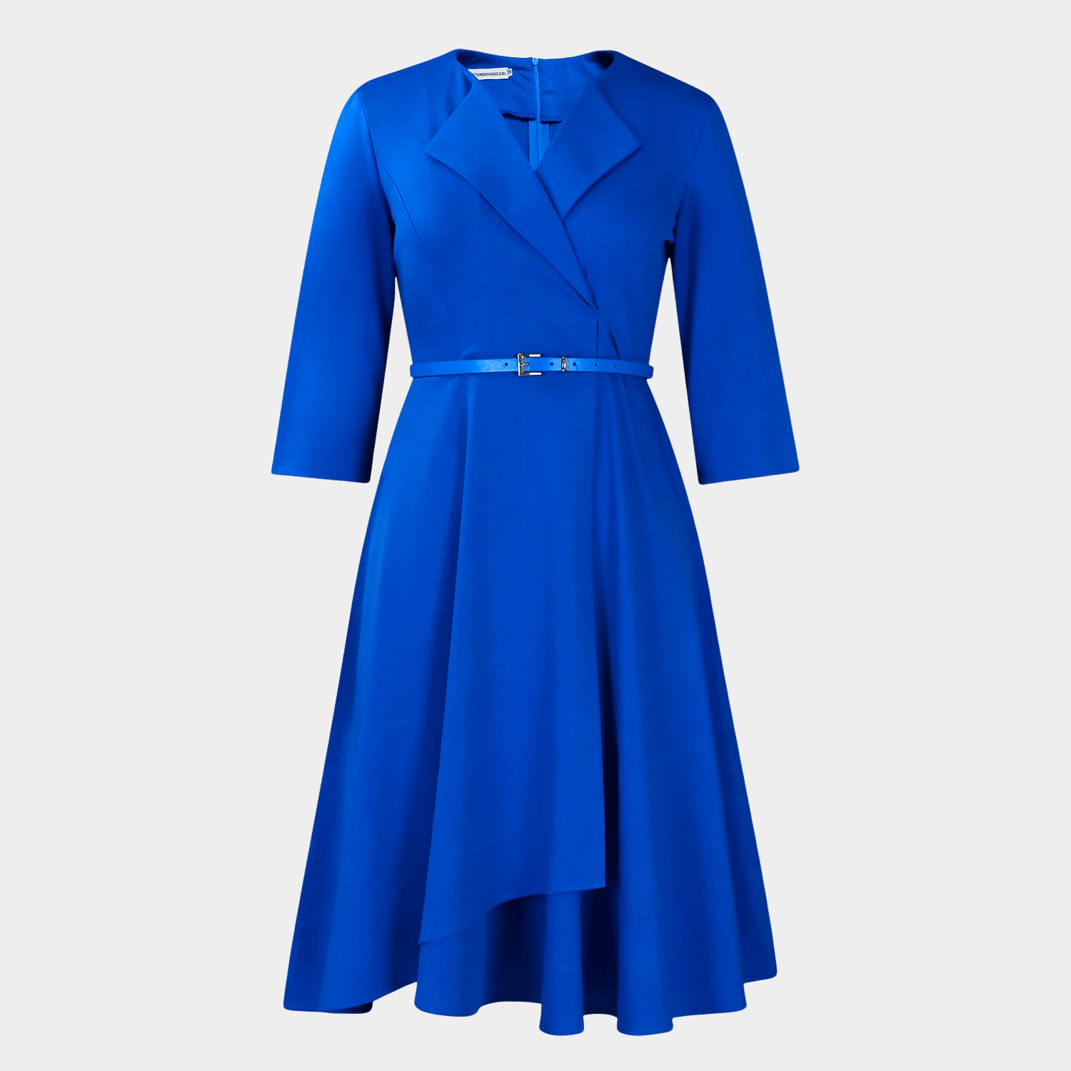 Elegant Tailored Midi Dress with Waist Belt