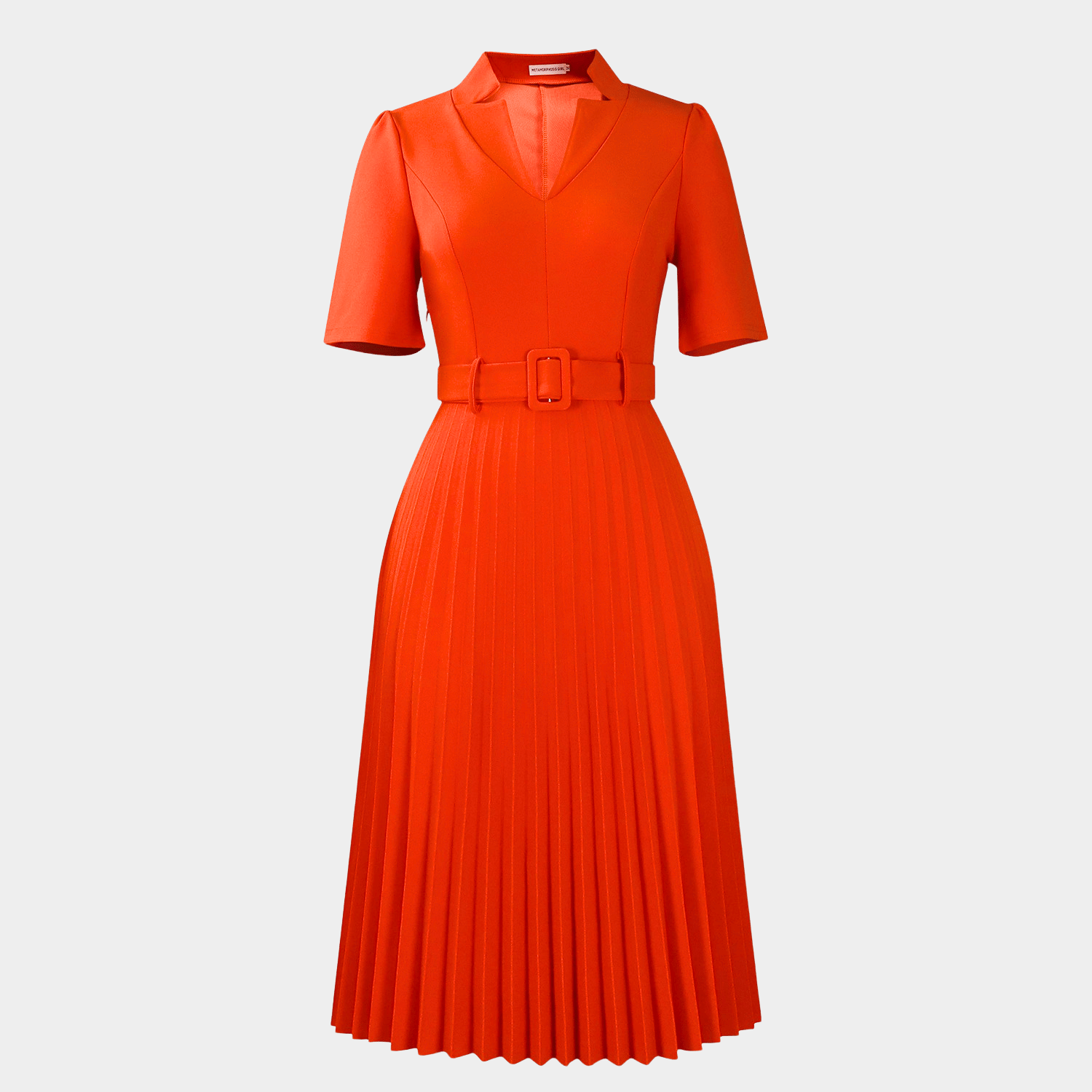 Graceful Pleated Midi Dress with Waist Belt