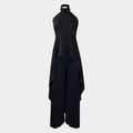 Sculpted Halter Neck Dress with Draped Hem