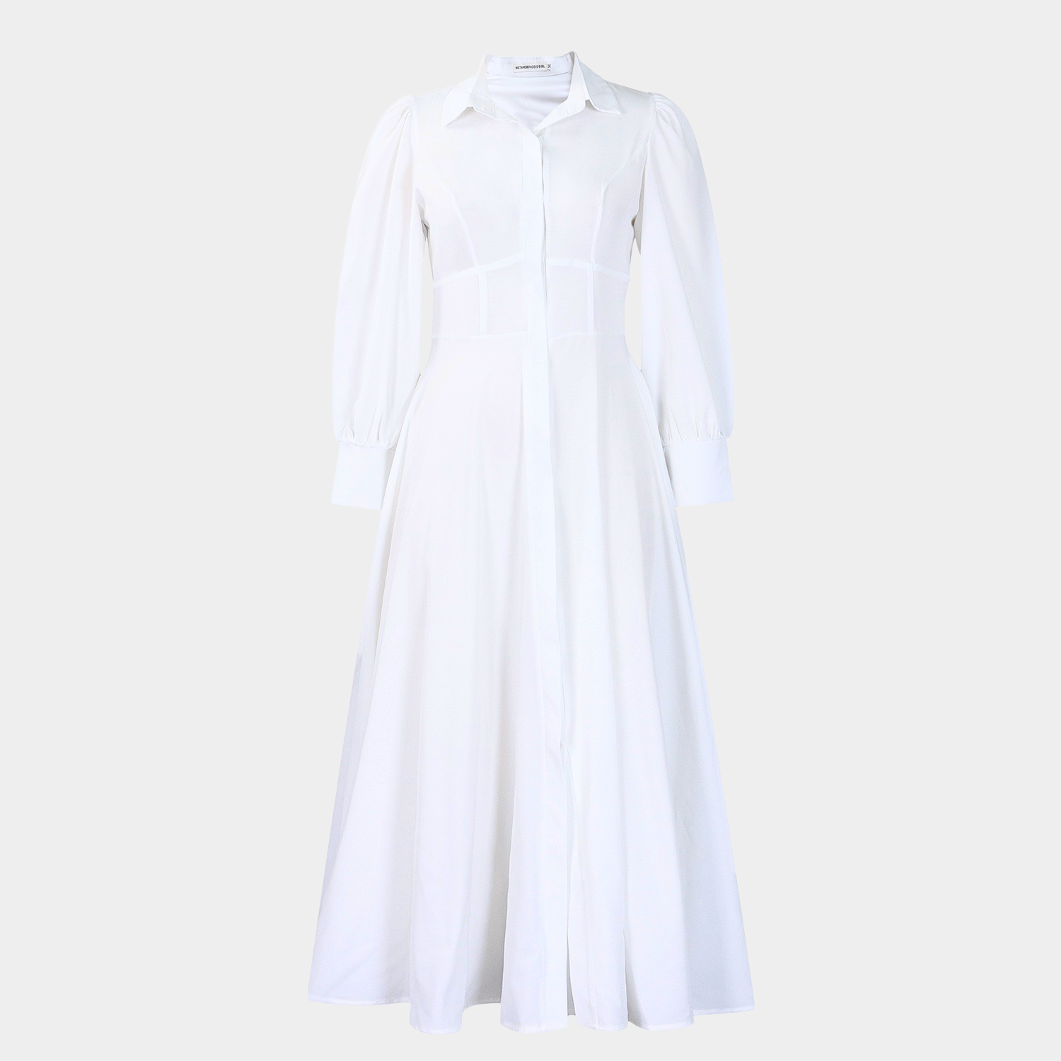 Elegant Buttoned Maxi Dress with Defined Silhouette