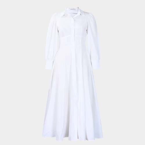 Elegant Buttoned Maxi Dress with Defined Silhouette
