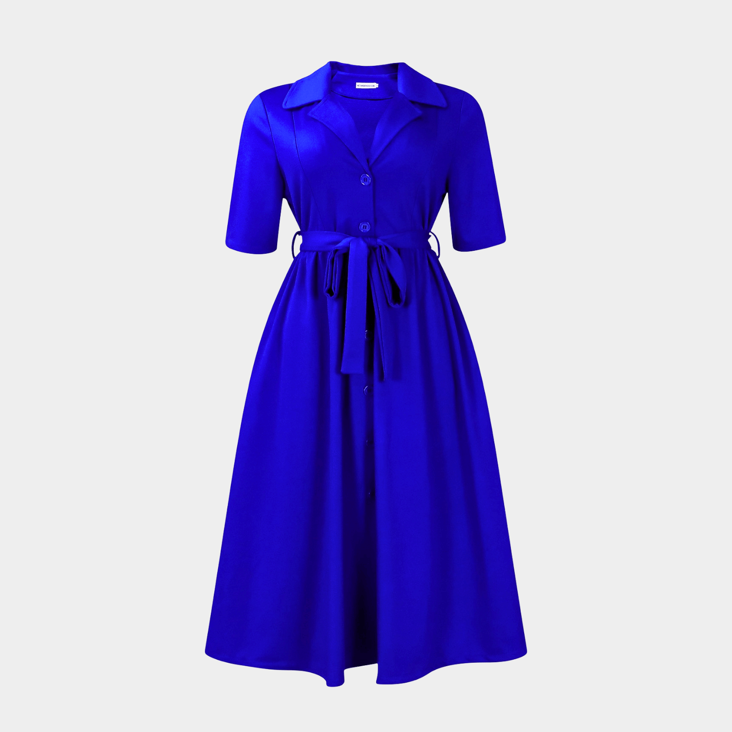 Button-Front Midi Dress with Waist Tie