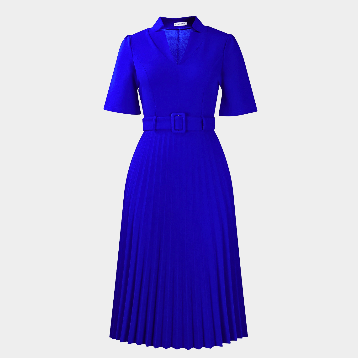 Graceful Pleated Midi Dress with Waist Belt