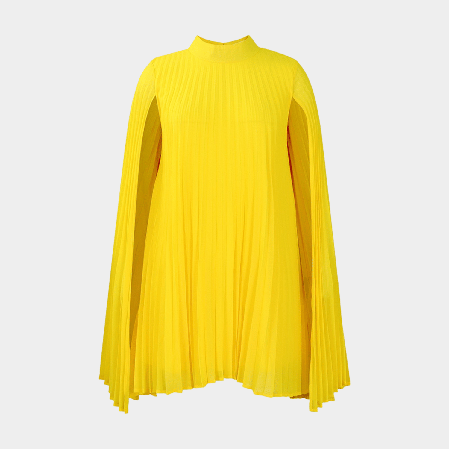High-Neck Pleated Cape Blouse