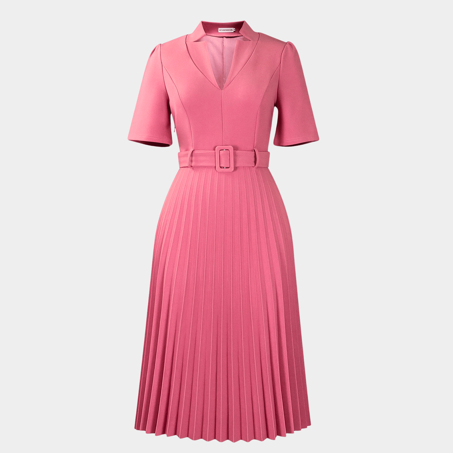 Graceful Pleated Midi Dress with Waist Belt