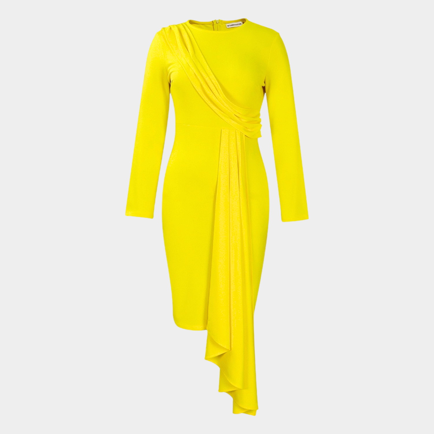 Bold Tailored Midi Dress with Fluid Draped Front