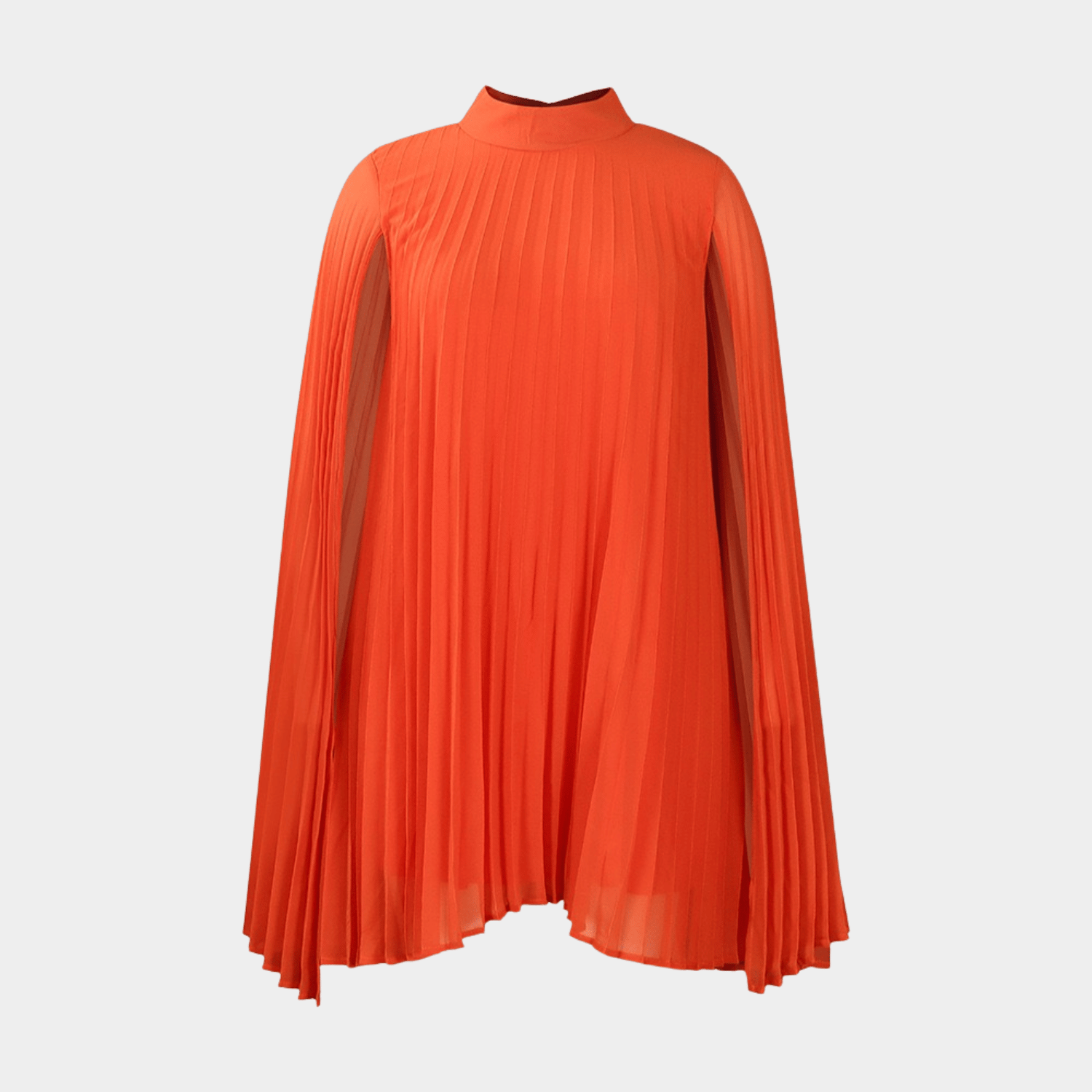 High-Neck Pleated Cape Blouse