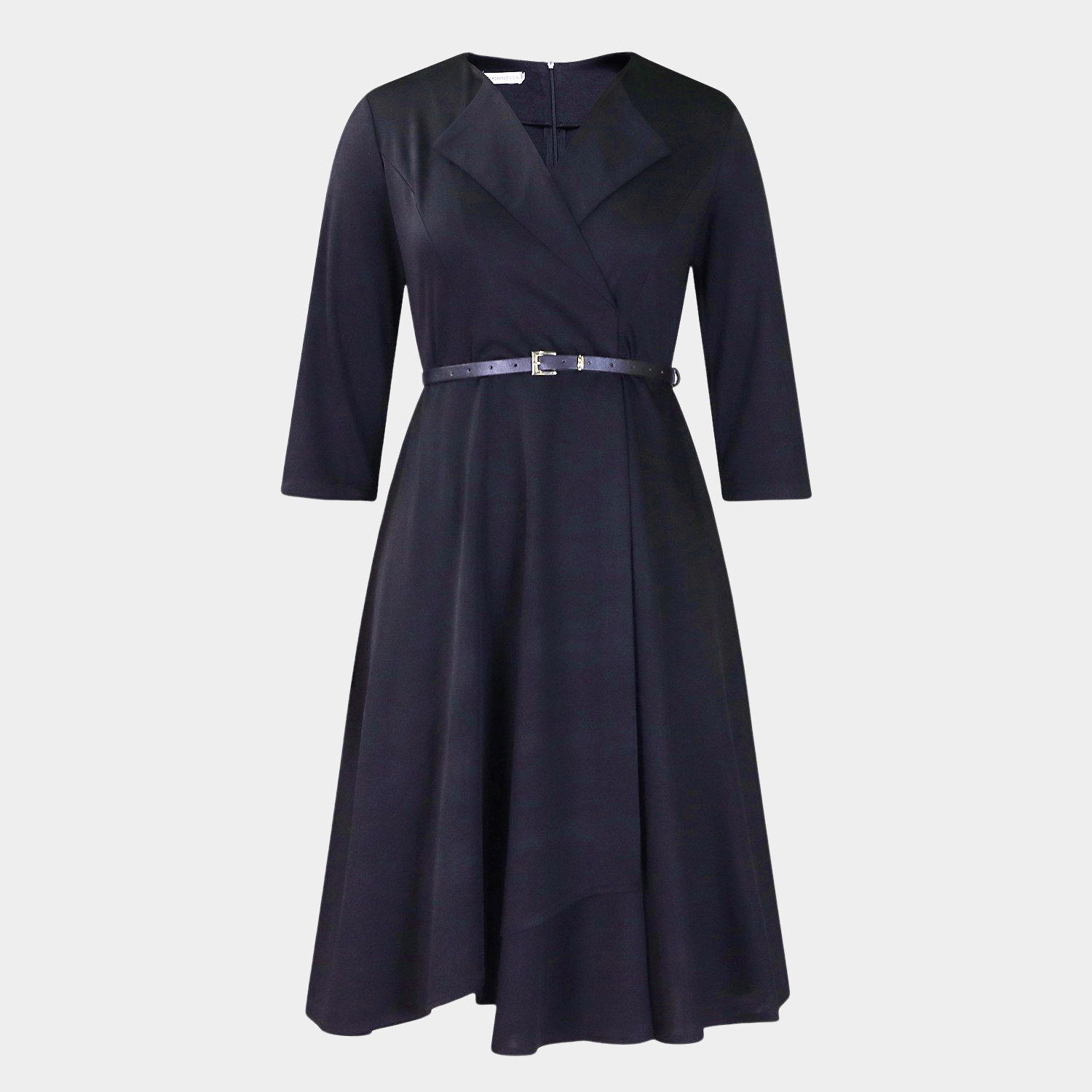 Elegant Tailored Midi Dress with Waist Belt
