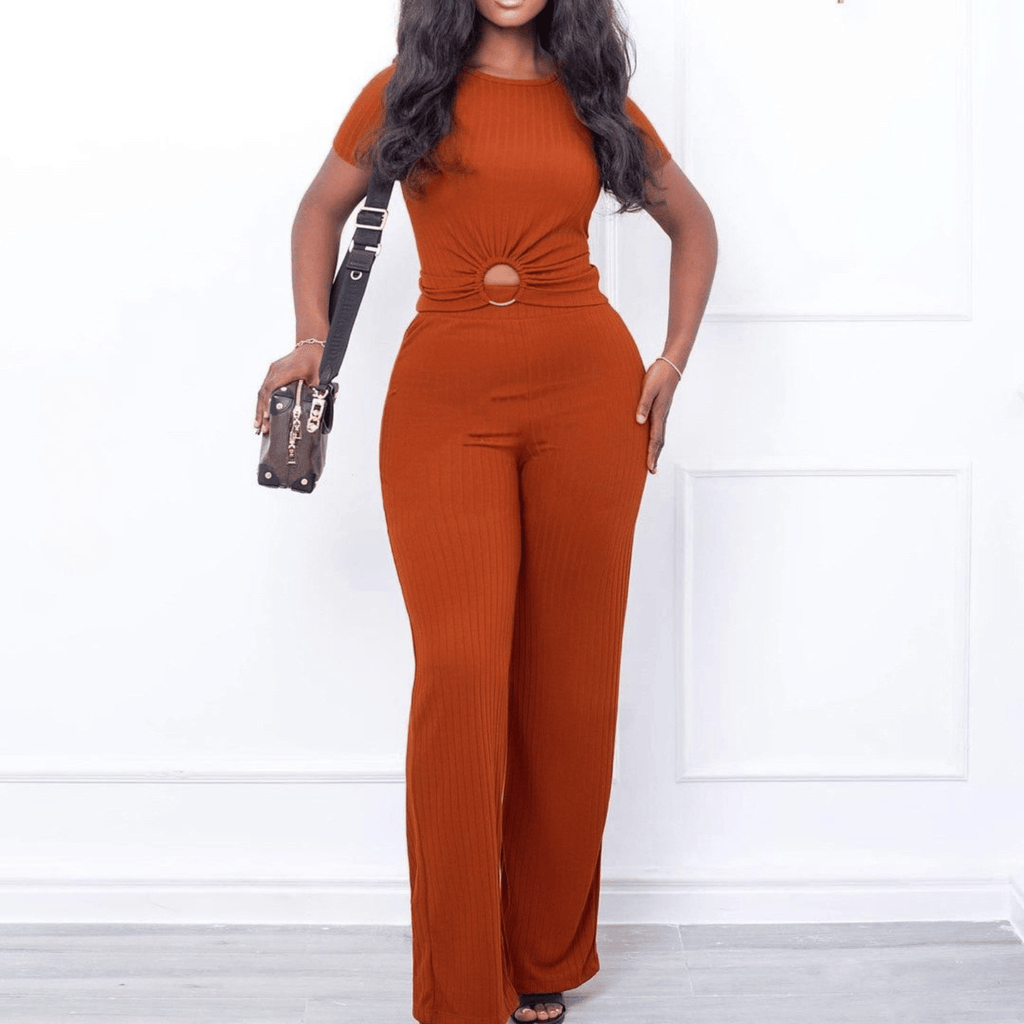 Ribbed Two Piece Set with Ring Waist Detail