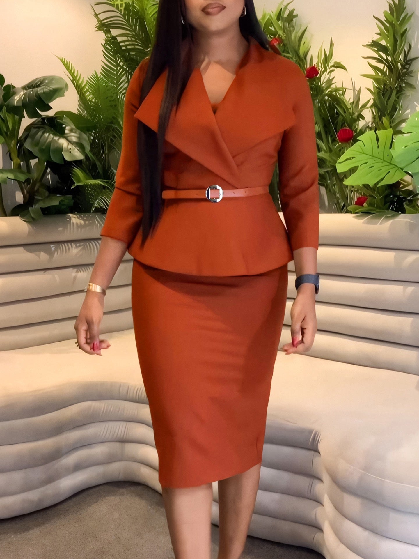 Body-Shaping Skirt Set with Tailored Jacket