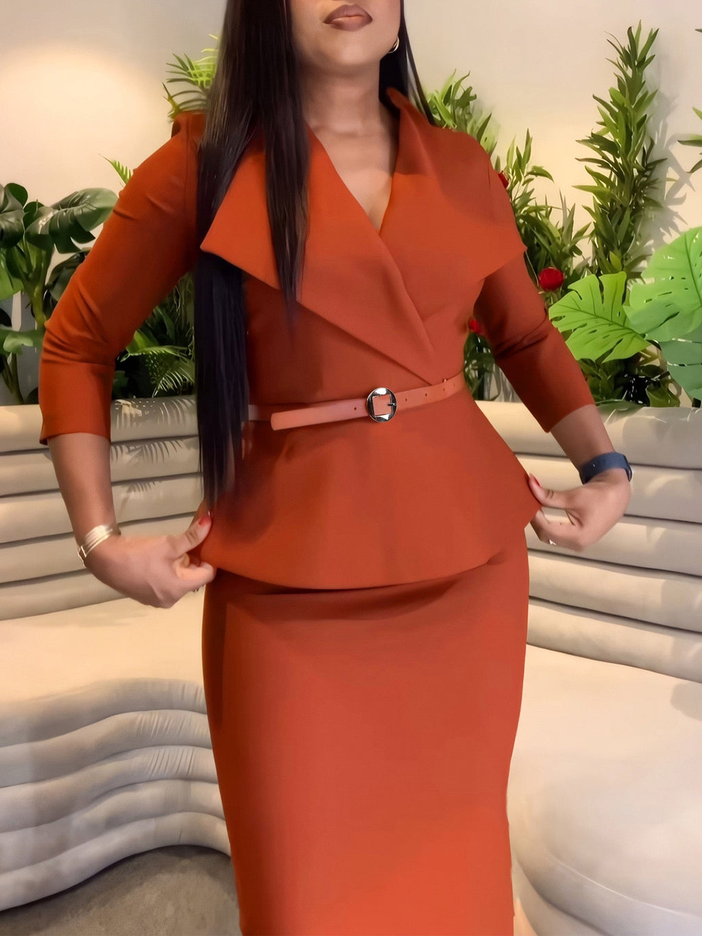 Body-Shaping Skirt Set with Tailored Jacket