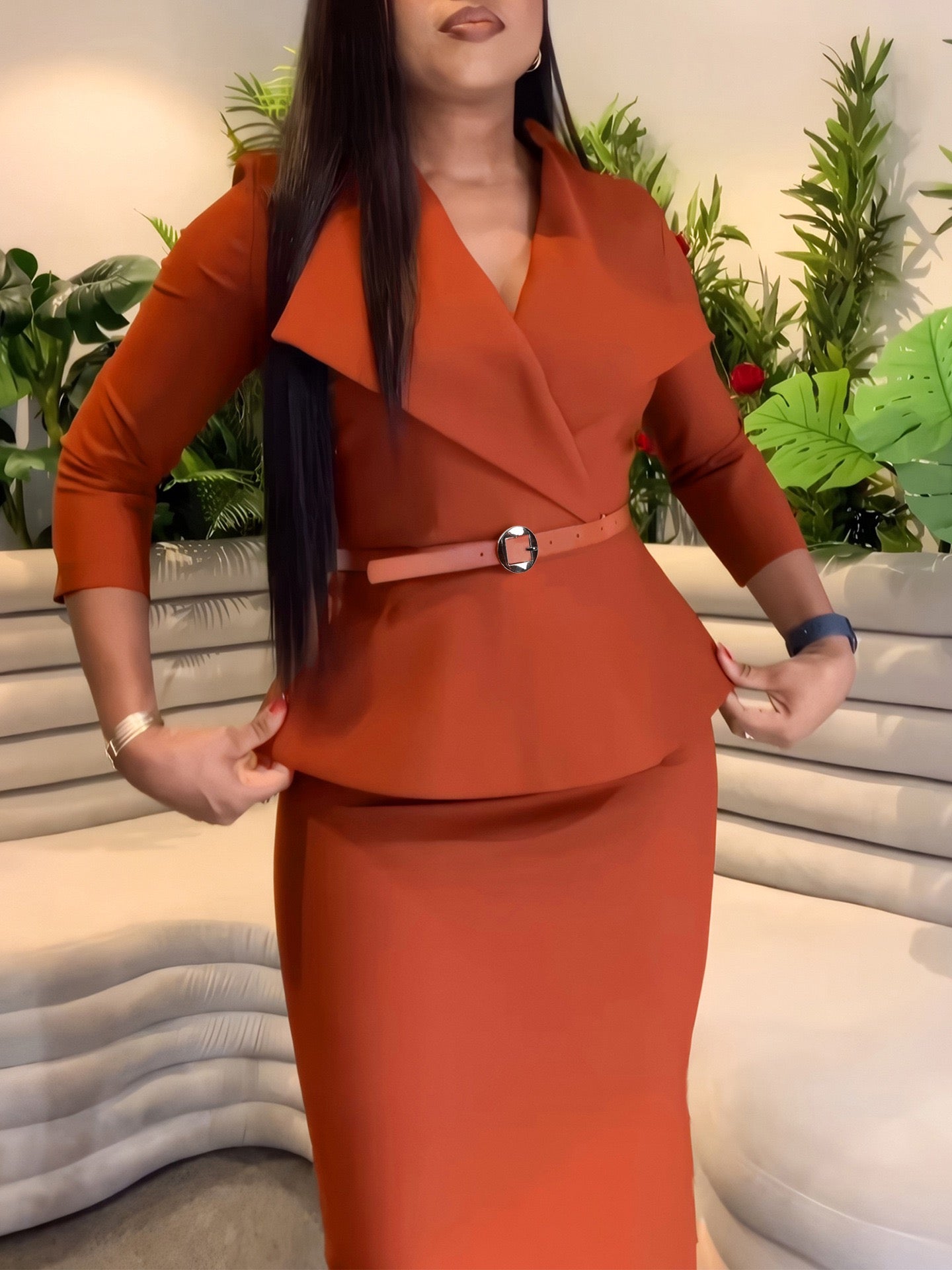 Body-Shaping Skirt Set with Tailored Jacket