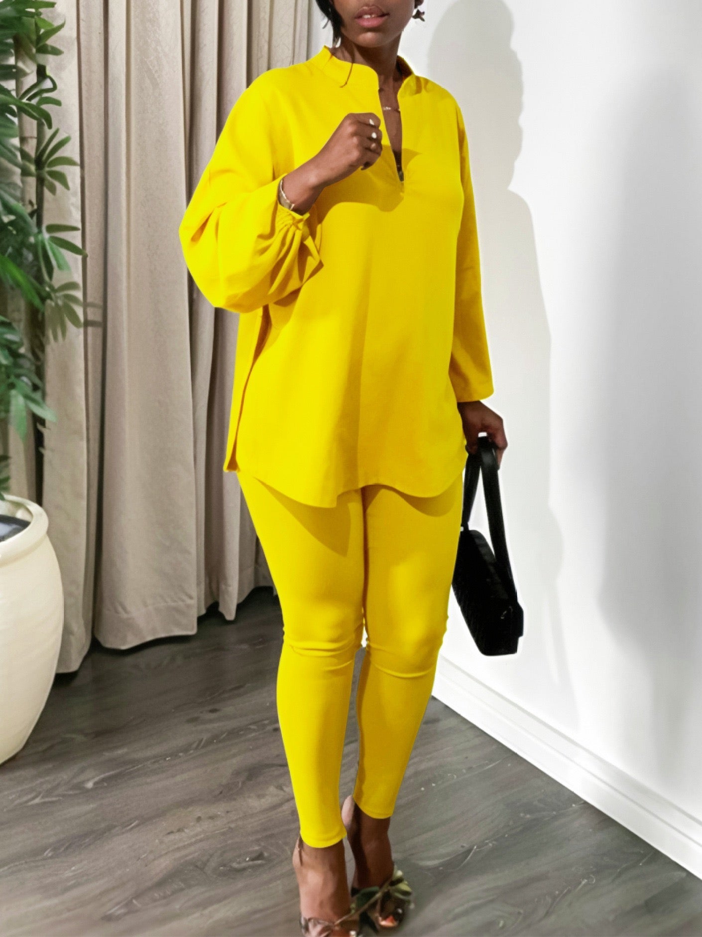 Relaxed Long Tunic Top with Stretch Leggings