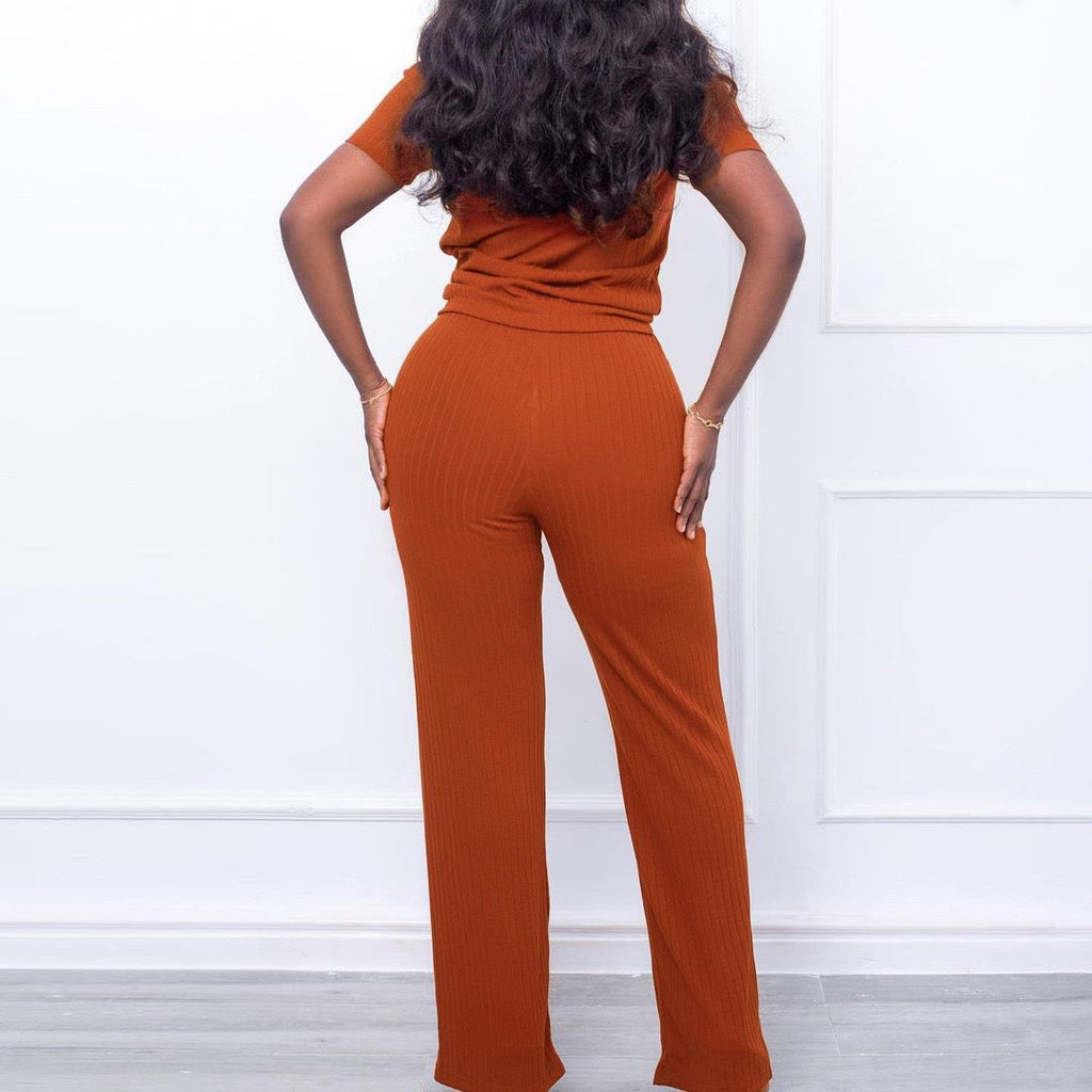 Ribbed Two Piece Set with Ring Waist Detail