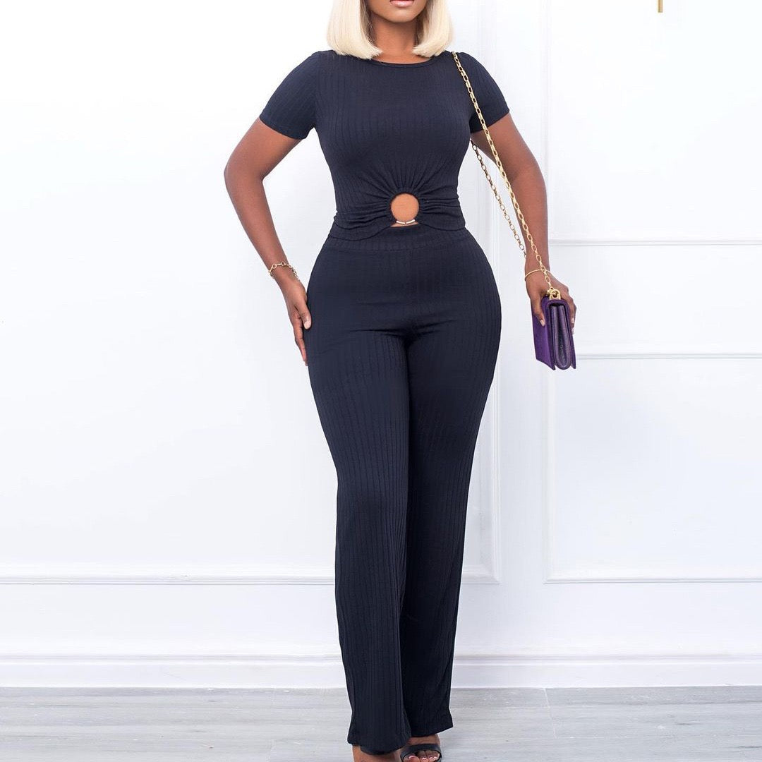 Ribbed Two Piece Set with Ring Waist Detail
