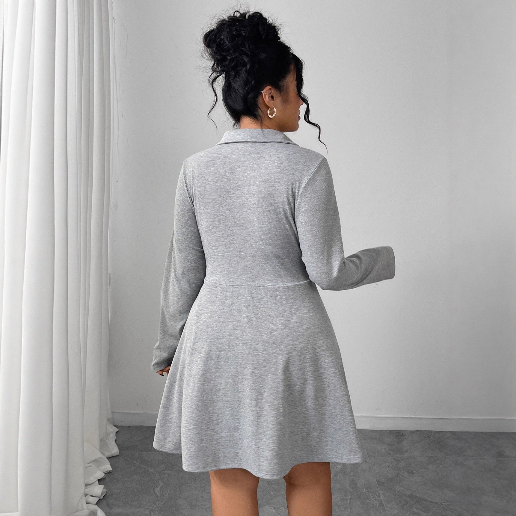 Plus Size Dress with Defined Waist and Flared Shape