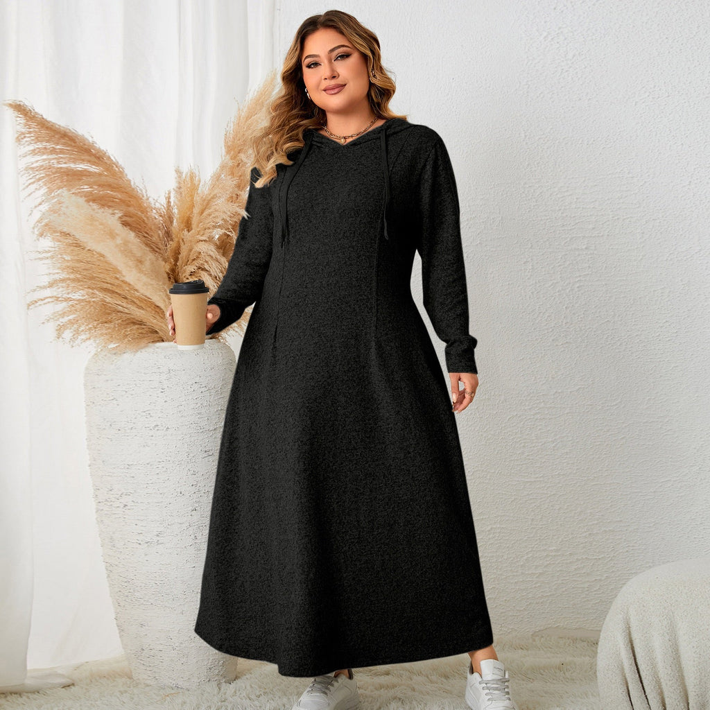 Plus Size Clean Silhouette Hooded Dress