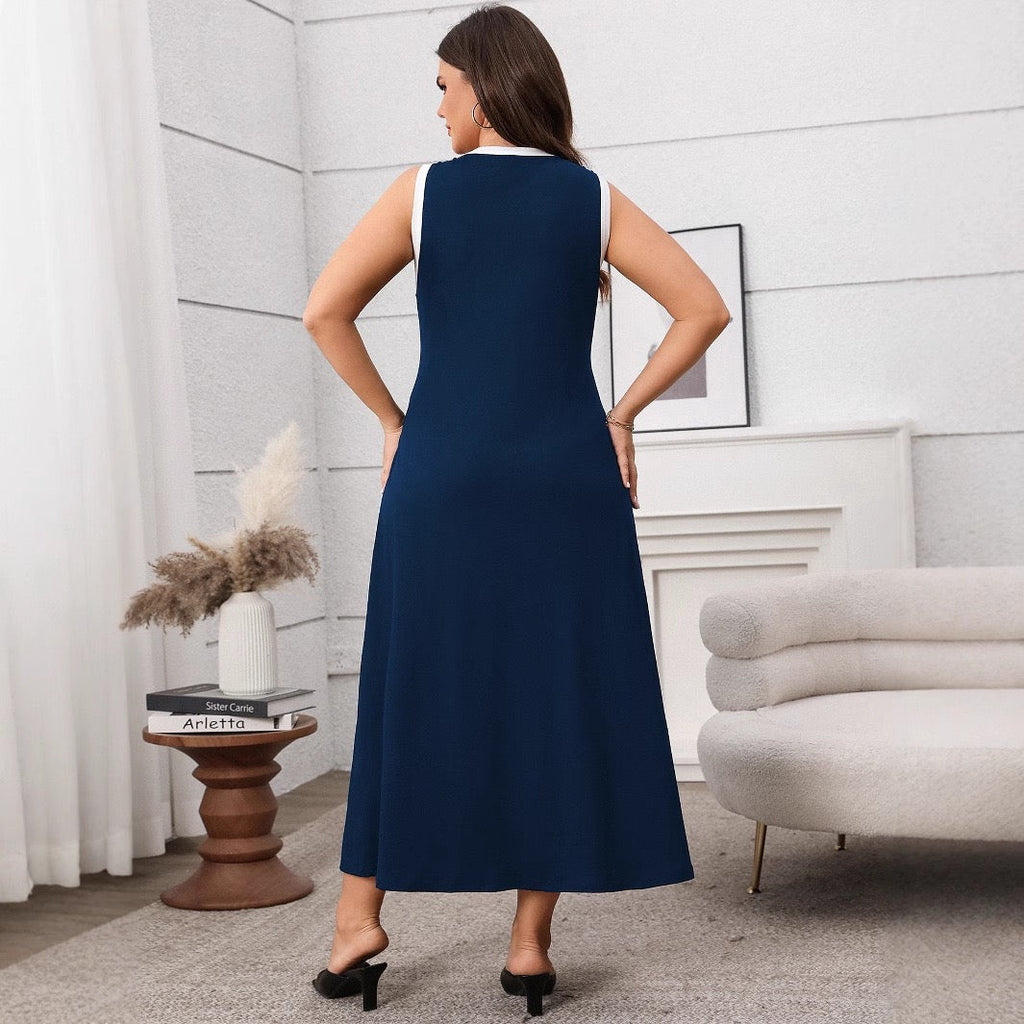 Plus Size Architectural Line Sleeveless Maxi Dress
