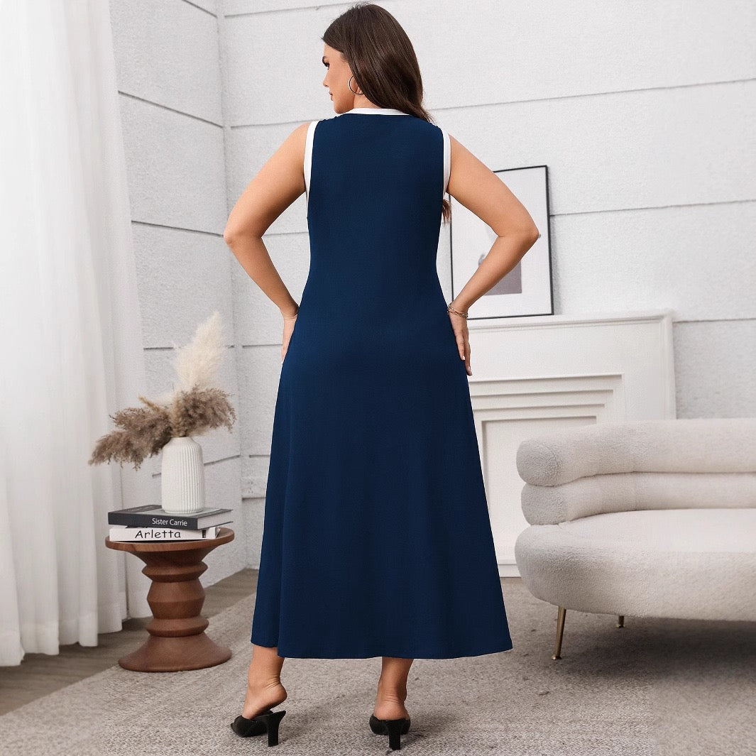 Plus Size Architectural Line Sleeveless Maxi Dress
