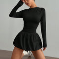 Elegant Black Sculpted Long Sleeve Mini Dress