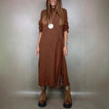 Long Sleeve Knit Maxi Dress with Side Slit