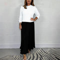 Elegant Knit Top and Pleated Maxi Skirt Set