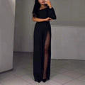 Elegant Sculpted Maxi Dress with Sheer Side Detail