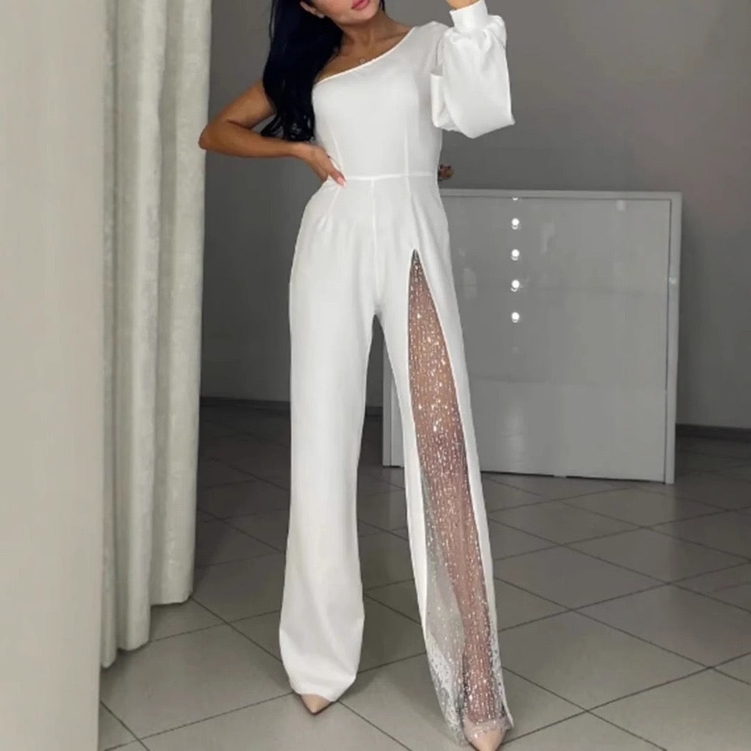 Elegant Sculpted Maxi Dress with Sheer Side Detail