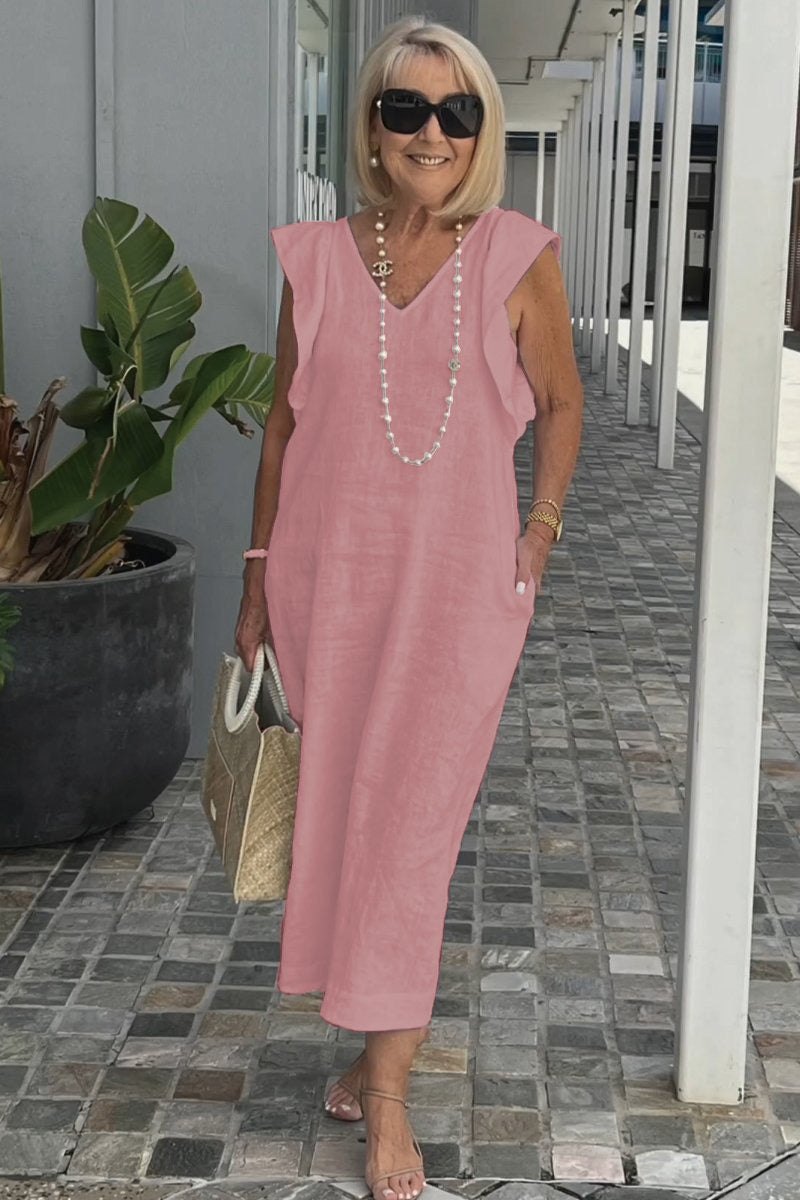 Elegant Flowing Sleeveless V-Neck Maxi Dress